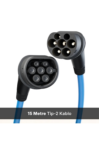 Ever Charger Tip 2 Elektrikli Araç Şarj Kablosu 22 kW – 15 M Mavi