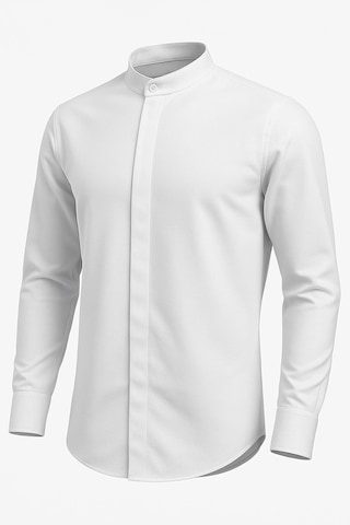 Plus Scorpion Erkek Hakim Yaka Slim Fit Gömlek Şık, Modern, Uzun Kollu, Düz Model Beyaz