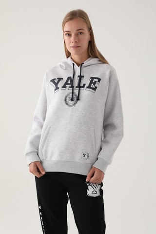 Yale Kar Melanj Kanguru Cep Kapüşonlu Kadın Sweatshirt 5274-41117 Kar Melanj