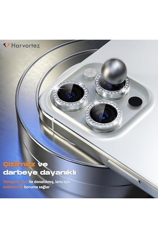 İphone 15 Pro,15 Pro Max İçin, Taşlı, Kamera Lens Koruyucu, Basit Kurulum, Hd Görüntü, Metal Çerçeve, 9h Temperli Cam, Çizilmeye Dayanıklı, Diamond Camera Lens Protector Siyah
