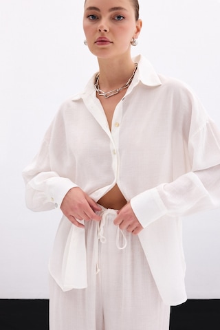Sateen Salaş Gömlek - Ekru-136109 Ekru