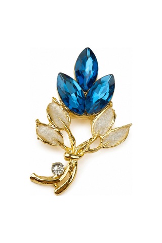 Brooch Mavi Lale Figürlü Zarif Yaka İğnesi & Aksesuar Koleksiyonu Beyaz