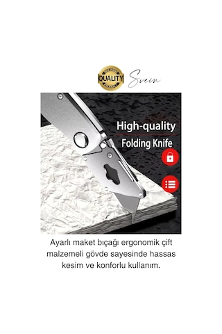 Premium Katlanır Dayanıklı Halı Maket Bıçağı Alçıpan Kesme Falçata Yedek Bıçaklı Çelik Çakı Tipi