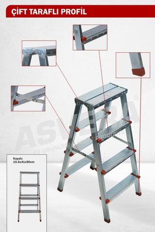Asvera 4+4 Çift Çıkışlı Profil Merdiven