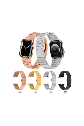 Apple Uyumlu Watch 7 45 MM Kordon Krd-79 Metal Strap Kayış