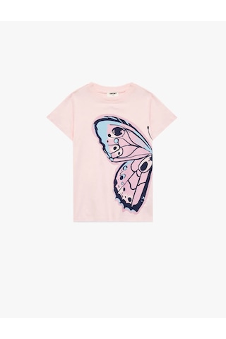 Koton Kelebek Baskılı Pembe Kız Çocuk T-shirt 6skg10020ak Pembe