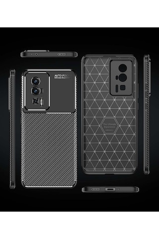 Xiaomi Poco F5 Pro Kilif Lens Karbon Tasarim Negro Silikon Kapak