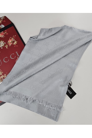 Miorel Scarfs G Desen Çift Taraflı Kaşmir İpek Şal 4 Mevsim Soft Pamuklu Şal Gri
