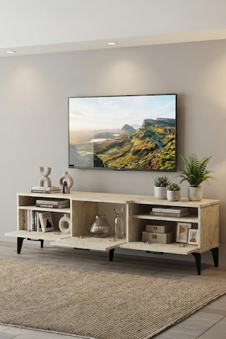 Storeşahin Mistral Tv Sehpası Suntalam Ekru 160x40 Cm Shn0720