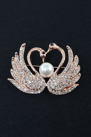 Aşık Kuğu Broş. Altın Renkli Kalpli Aşık Kuğulu Yaka İğnesi Broş. Kadın Broş. Kuğu Broş. Kalp Broş Gold