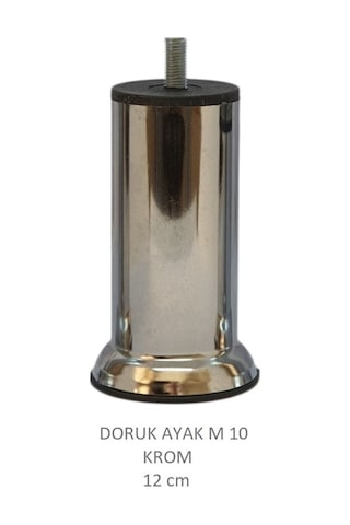 Doruk Ayak, Cıvatalı Baza Koltuk Dolap Ayağı, Metal, Krom, M10, 12 Cm Krom