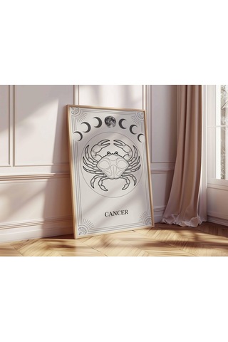 Yengeç Burcu Duvar Sanatı, Çizim Baskısı, Göksel Astroloji Posteri, Ay Evresi Dekoru, Minimalist Yengeç Sanatı, Modern Burç Duvar Dekoru