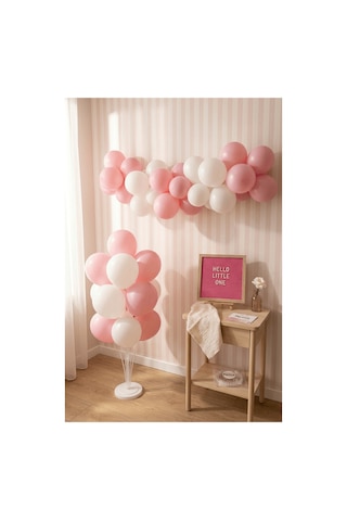 Hastane Odası Süsleme Hoş Geldin Bebek İlk Gün Deluxe Set Kız Pembe Keçe Yazı Panosu Standlı Pompa Balon Zincirli 7 Li Balon Standlı Tüm Yaşlar