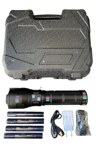 Ws-1150 Uzun Menzilli El Feneri 60watt 5500 Lümen Siyah