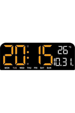 Mufunye Turuncu 9 İnç Büyük Ekranlı Işık Sensörlü Masaüstü Led Alarm Saat - Sıcaklık, Tarih, Hafta, Zamanlayıcı Ve Geri Sayım Fonksiyonları Turuncu