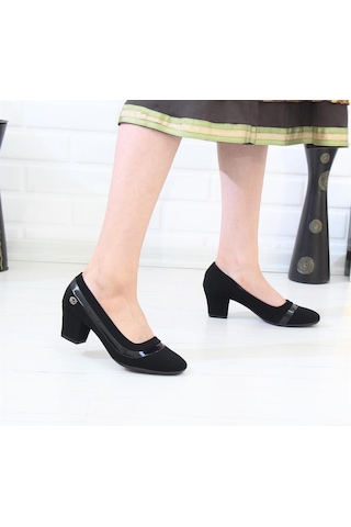 Nesil Shoes Desca 238 Siyah Süet Topuklu Günlük Kadın Ayakkabı-siyah Süet Siyah