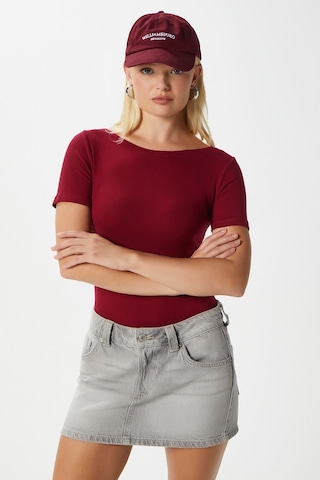 Ritnice Kadın Velvet Kayık Yaka Lux Touch Yumuşak Doku Kısa Kol Bordo Bluz Bordo