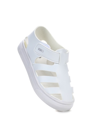Kiko Kids Limba Cırtlı Kız Çocuk Sandalet Beyaz Beyaz