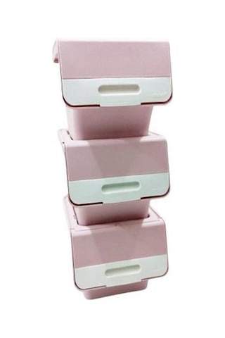 Geseus Motek Organızer Tekerlekli Eşya Ve Erzak Kutusu 3X33 L-Mt05 Pembe+Beyaz Pembe