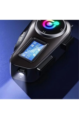 Q58 Motorsikletler İçin Fener Özellikli Sd Kart Bölümlü Lcd Ekranlı Kablosuz Bluetooth Kulaklıklı - Suya Dayanıklı Kask Kulaklığı Çok Renkli