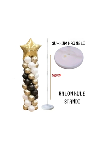 Balon Kulesi Standı - Kum & Su Hazneli Dayanıklı Model Şeffaf