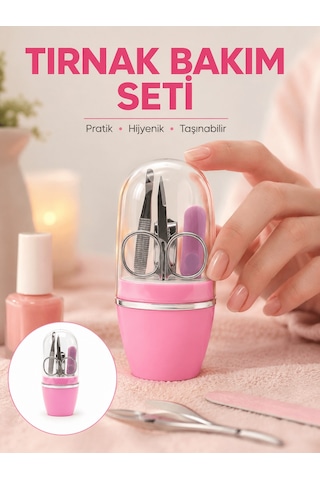 Tırnak Bakım Manikür Pedikür Seti 4 Parça Pembe Ve Dayanıklı - 4998