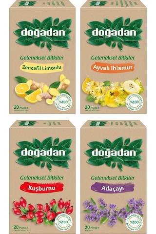 Doğadan Geleneksel Bitkiler 20 Li Bardak Poşet 4 Lü Karma Paket
