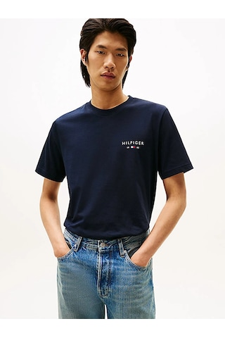 Tommy Hilfiger Brand Love Small Hılfıger Tee Erkek Mavi T-shirt - Mw0mw41456
