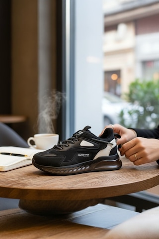 Enoch Erkek Spor Ayakkabı Jel Tabanlı Sneaker Şeffaf Taban Detaylı Yürüyüş Ve Koşu Modeli Siyah