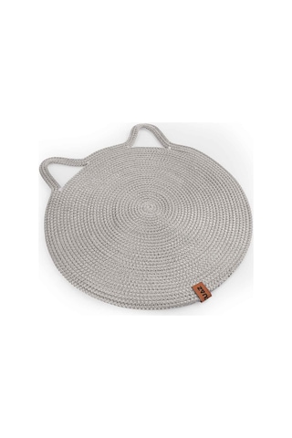 Gobypet Jüt Kulaklı Yuvarlak Kedi Köpek Mama Yatak Önü Paspası Hasır Kedi Matı 40 x 40 CM