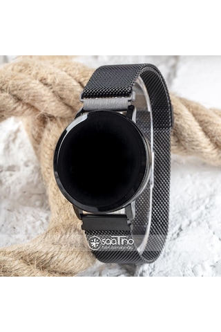 Black Watch Hasır Mıknatıslı Kordon Siyah Unisex Dokunmatik Kol Saati St-303503