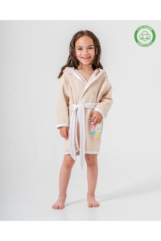 Çiçekli Bornoz Bej Bej