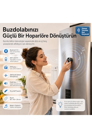 Kablosuz Kemik Ses Hoparlör Siyah 5.0 Bluetooth Yapışkanlı İletim Özellikli Dahili Stereo Fm Taşınabilir - Gri