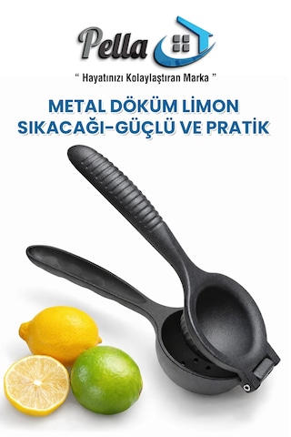Metal Döküm Paslanmaz Limon Sıkacağı 1 Adet Siyah