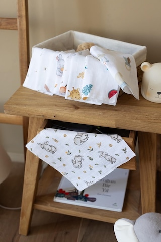 Lizayn Home Pamuklu Müslin 10'lu Karışık Desen Bebek Ağız Mendili Çift Taraflı Açık Sarı