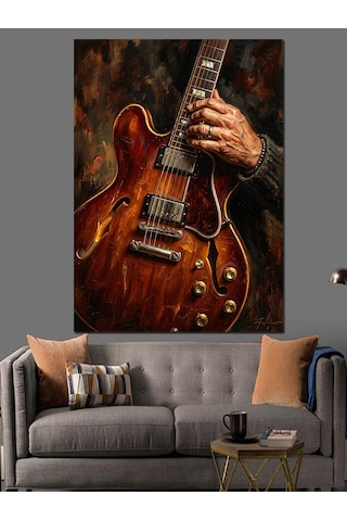 Gitar Çalan Eller Müzik Tablosu Dekoratif Kanvas - Mdf Ahşap Tablo