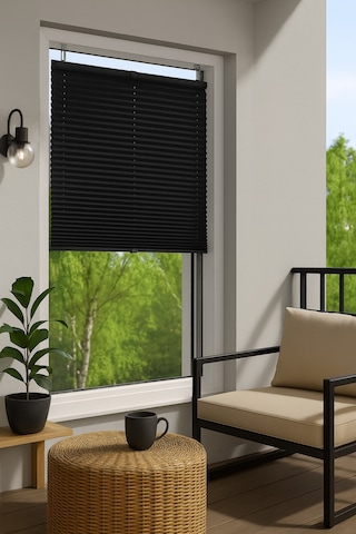 Gri Plise Katlanır Cam Balkon Perdesi - Ofis Perdesi - Mutfak Perdesi - Salon Perdesi