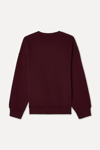 Mudo Kadın Kadın Bordo Nakışlı Oversize Bisiklet Yaka Sweatshirt 1271466