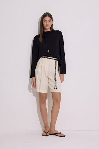 Dökümlü Uzun Kol Bluz Siyah Siyah