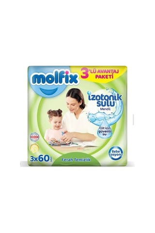 Molfix İzotonik Sulu Ferah Temizlik Islak Havlu Mendil 3'lü Paket 180 Yaprak