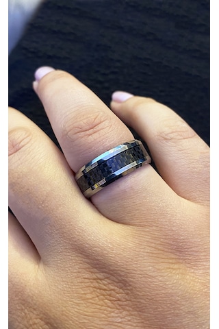 Erkek Siyah Desenli Tungsten Yüzük Siyah