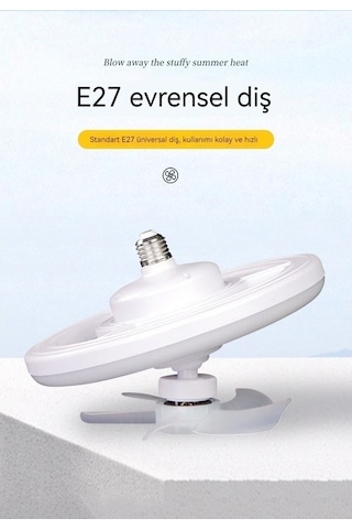 Opulentliving 360 E27 Led Tavan Vantilatörü Açık Beyaz, 3 Renkli Uzaktan Kumandalı 3 Renk Kumandalı