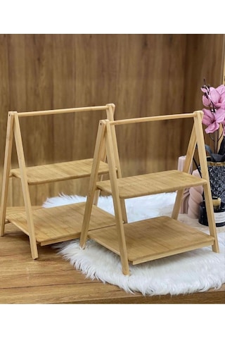 Morponi 2 Katlı Bambu Dekoratif Sunumluk & Baharat Standı Tina Kahverengi