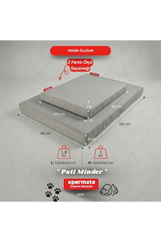 Xpermate Büyük Irk Köpek Yatağı Fermuarlı Yıkanabilir Su İtici Evcil Hayvan Yatağı Pati Minder 80 x 120 CM