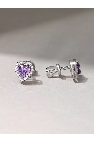 Gold Plaza Jewelry 925 Ayar Gümüş Kalp Şekilli Pırlanta Küpe 221582236 Diğer