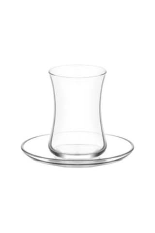 LAV Duru Cam Çay Seti 6 Kişilik 155 ml (6 Çay Bardağı, 6 Çay Tabağı)