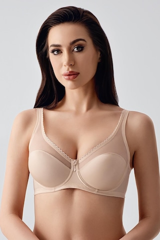 New Bra Kadın C Kap Balenli Tül Detaylı Toparlayıcı Sütyen Ten 2304 Ten