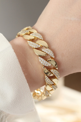 Vip Seri Pirinç Zirkon Taşlı Gold Renk Gurmet Bileklik - Tj-bb6049 Diğer