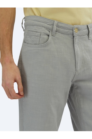 Gri Dokuma Regular Fit Casual Pamuk Karışımlı Pantolon Gri