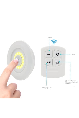 3& Apos Lü Uzaktan Kumandalı Pilli Yapışkanlı Kablosuz Led Spot Lambalar 5492 Çr